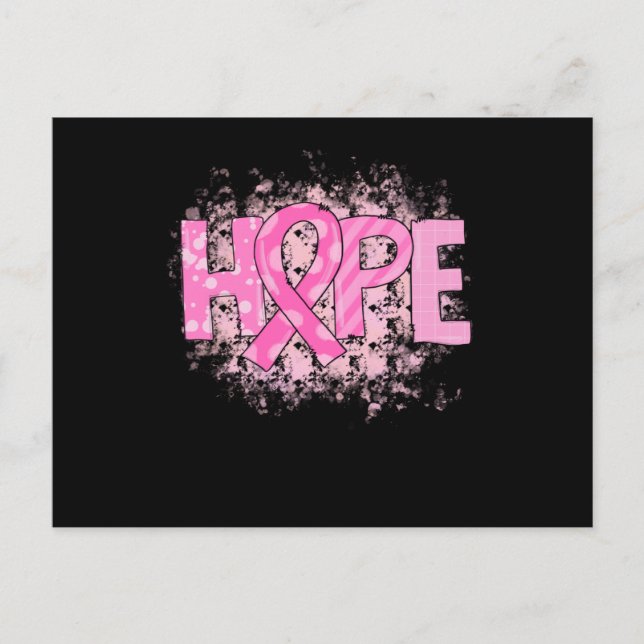 Hope Rosa Ribbon Breast Cancer Awareness (3) Inbjudan Vykort (Framsida)