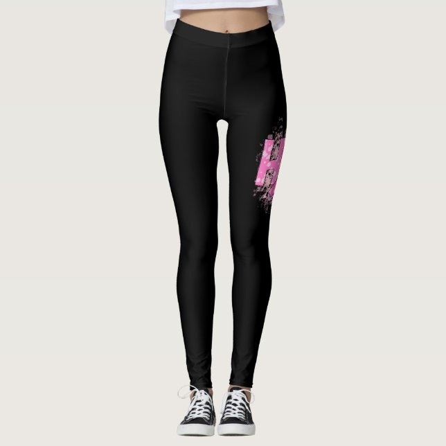 Hope Rosa Ribbon Breast Cancer Awareness (3) Leggings (Framsida)