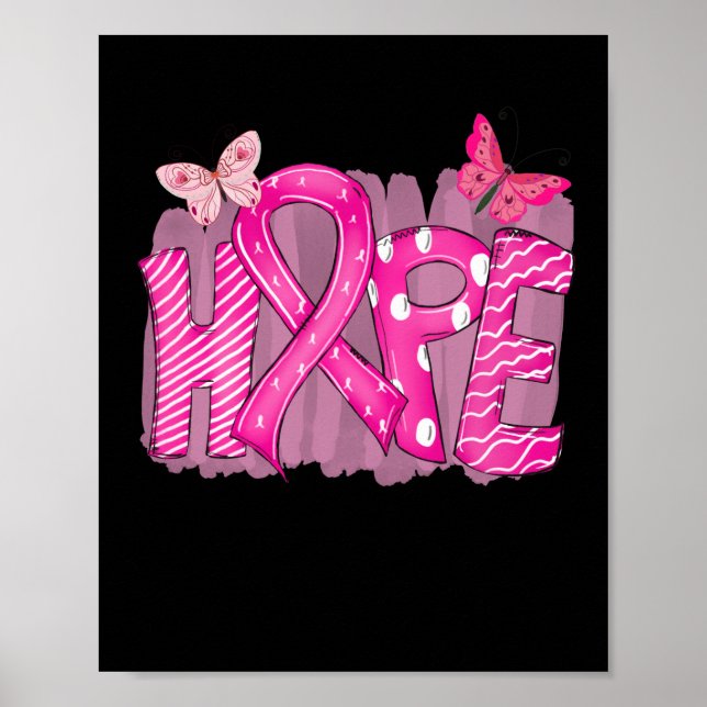 Hope Rosa Ribbon Breast Cancer Awareness (4) Poster (Framsidan)