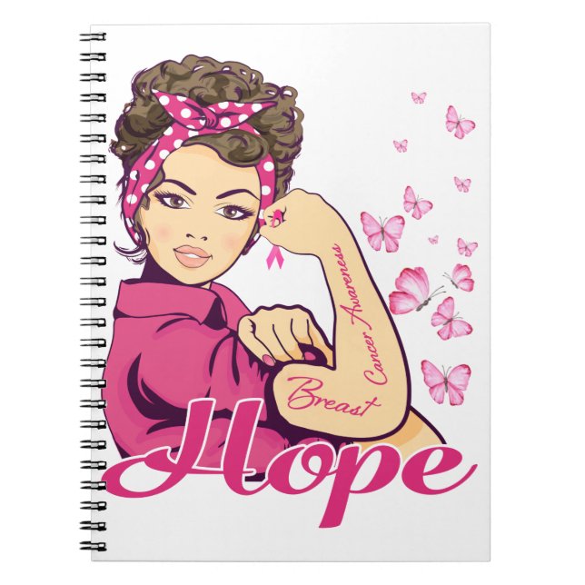 Hope Rosie Riveter Breast Cancer Awareness Anteckningsbok (Framsidan)
