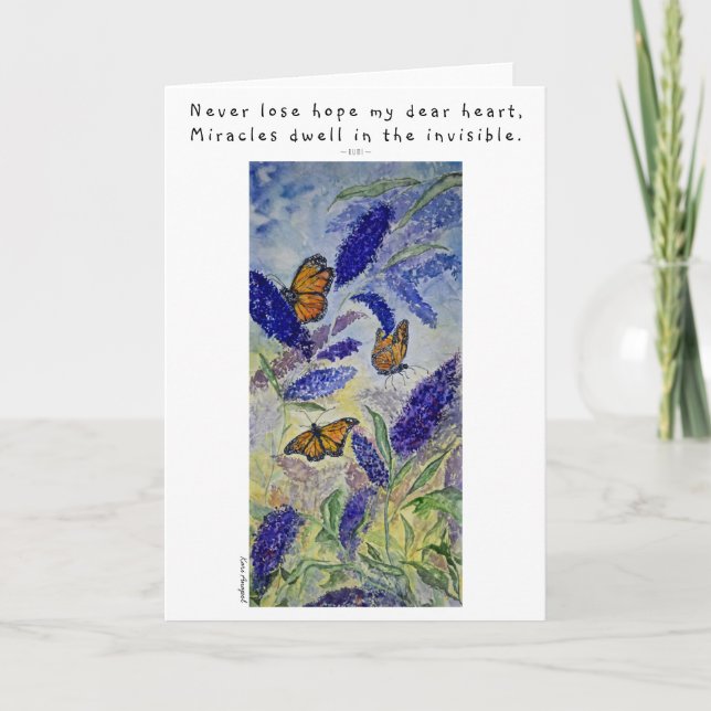 Hope Rumi Quote Butterfly Art Greeting Card Kort (Framsida)