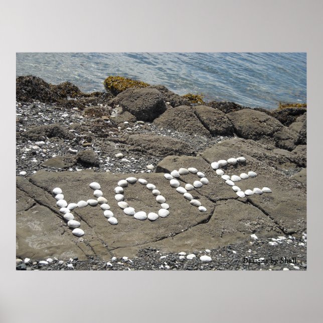 Hope - Seashell Art on Beach Poster (Framsidan)