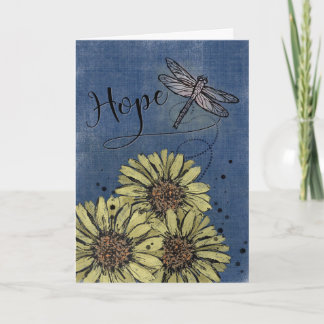 HOPE Solros Dragonfly på Faded Blue Jeans Kort
