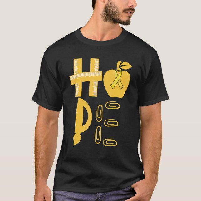 Hope Spina Bifida Awareness Yellow Ribbon Teacher T Shirt (Framsida)