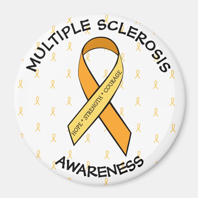 HOPE STRENGTH COURAGE MS Awareness Ribbon Magnet (Framsidan)