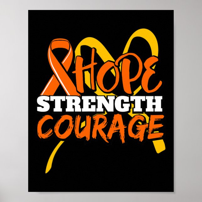Hope Strength Courty Leukemia Cancer Awareness Ri Poster (Framsidan)