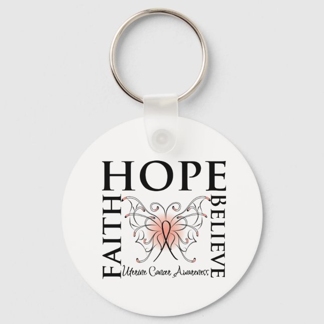 Hope Tro Faith - Uterine Cancer Nyckelring (Framsida)