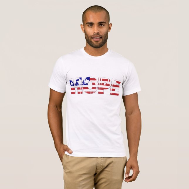 Hope, USA:s Flagga Barack Obama Shirt Tee (Hel framsida)