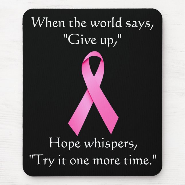 Hope Whispers Cancer Ribbon Mousepad Musmatta (Framsidan)