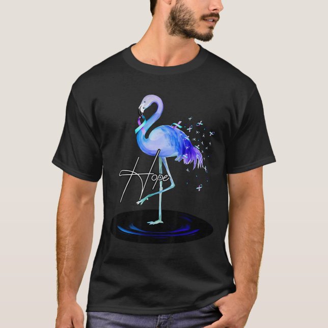 Hope With Flamingo Suicide Prevention Awareness  T Shirt (Framsida)