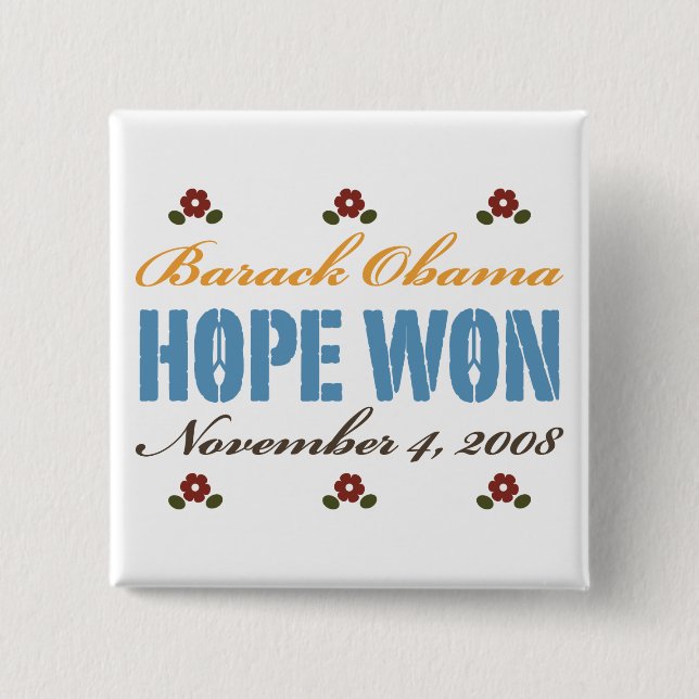 Hope Won Obama Button Knapp (Framsida)