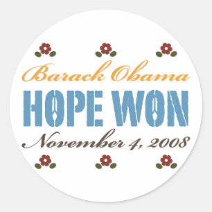 Hope Won Obama Sticker Runt Klistermärke