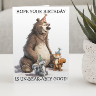 Hope Your Birthday Söt Björn och Ekorrar Kort