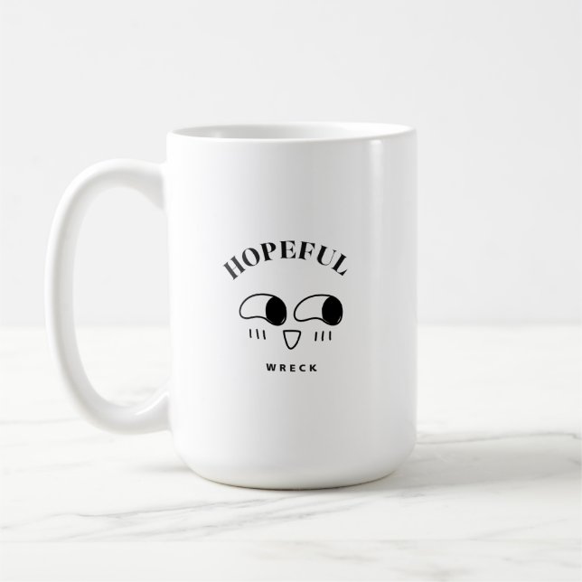 Hopeful Wreck Minimalist Typography Design Kaffemugg (Vänster)
