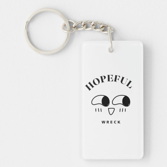 Hopeful Wreck Minimalist Typography Design Nyckelring (Framsidan)