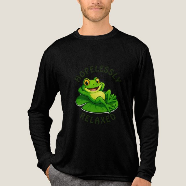 Hopelessly Relaxed Frog – Chill and Carefree Vibes T Shirt (Framsida)