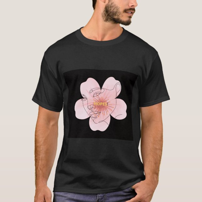 HOPES! – portrait floral minimal T Shirt (Framsida)