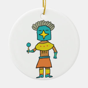Hopi Doll Blue Star Kachina Julgransprydnad Keramik