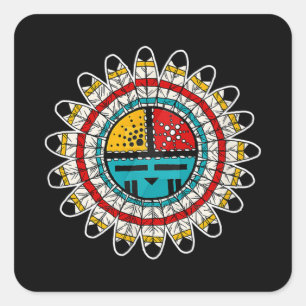 Hopi Kachina Native American Fyrkantigt Klistermärke