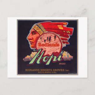 Hopi Orange LabelRedlands, CA Vykort