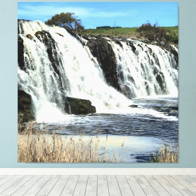 Hopkins Falls strömmande vatten Canvastryck (Insitu (trägolv))