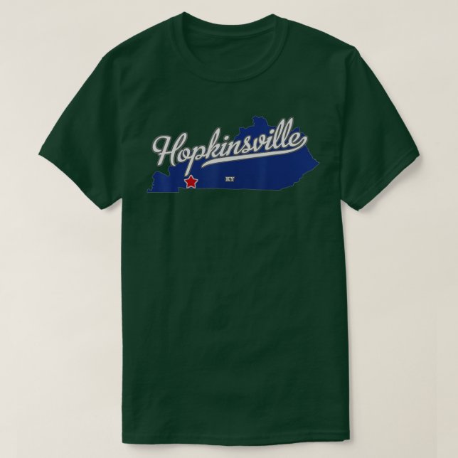 Hopkinsville Kentucky KY Karta T Shirt (Design framsida)