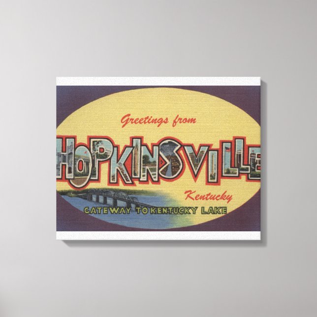 Hopkinsville, Kentucky - Large Brev Scenes Canvastryck (Framsida)