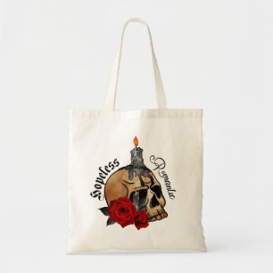 Hopless Romantic - Gothic Skull, Röd ros Tygkasse