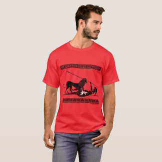 Hoplit och lejont (svarten på rött) t shirt