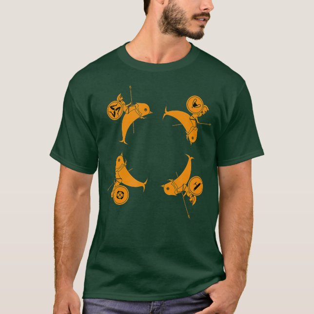 Hoplites rides Dolphins gamle grekisk potterie T Shirt (Framsida)