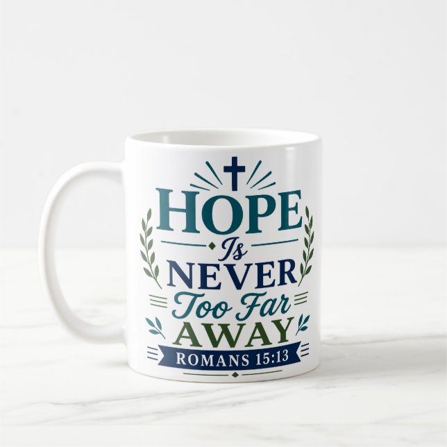 Hopp är aldrig för långt bort Inspirerande Citat Kaffemugg (Vänster)