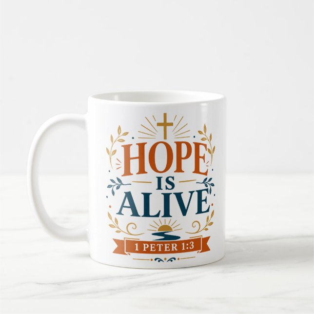 Hopp Är Levande Inspirerande Kristet Tro Citat Kaffemugg (Vänster)