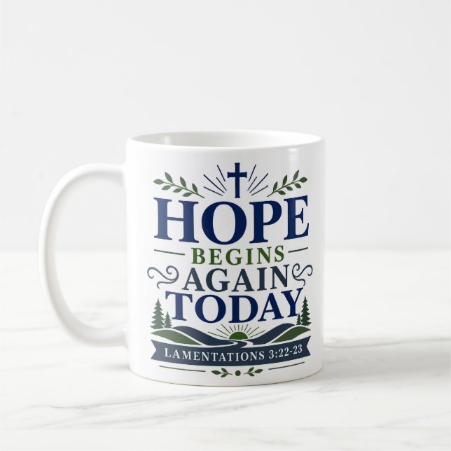 Hopp Börjar Igen Idag Kristet Tro Citat Kaffemugg (Vänster)