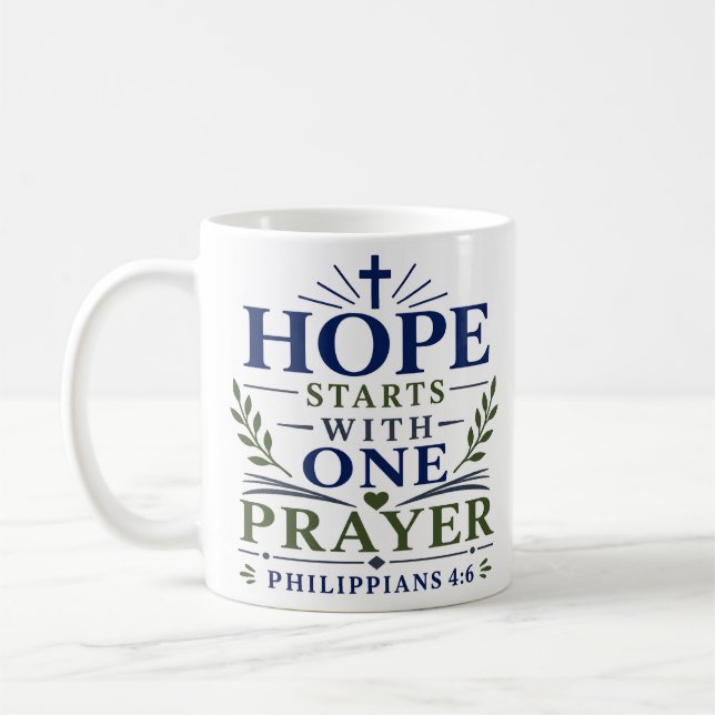 Hopp Börjar Med En Bön Kristet Andaktsmaterial Kaffemugg (Vänster)
