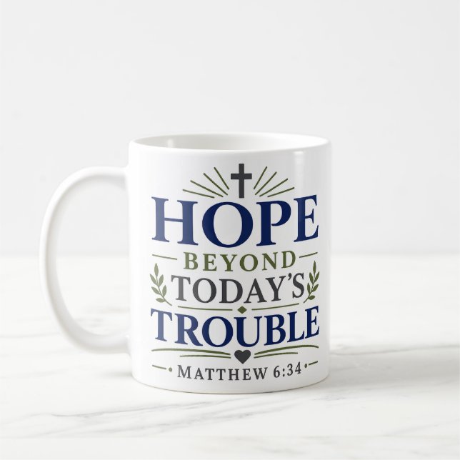 Hopp bortom dagens problem minimalistisk bibelvers kaffemugg (Vänster)
