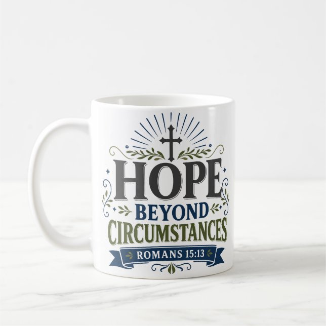 Hopp bortom omständigheter Daglig trosdevotional Kaffemugg (Vänster)