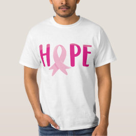 Hopp Bröstcancer Medvetenhet T-Shirt – Rosa Band
