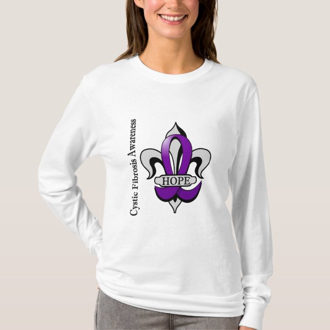 Hopp Fleur De Lis för Cystic Fibrosis T Shirt (Framsida)