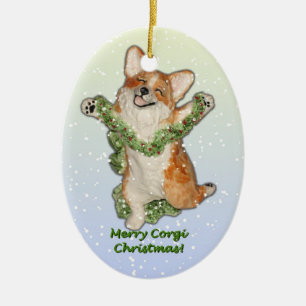 Hopp för glädje! Corgijulprydnad Julgransprydnad Keramik