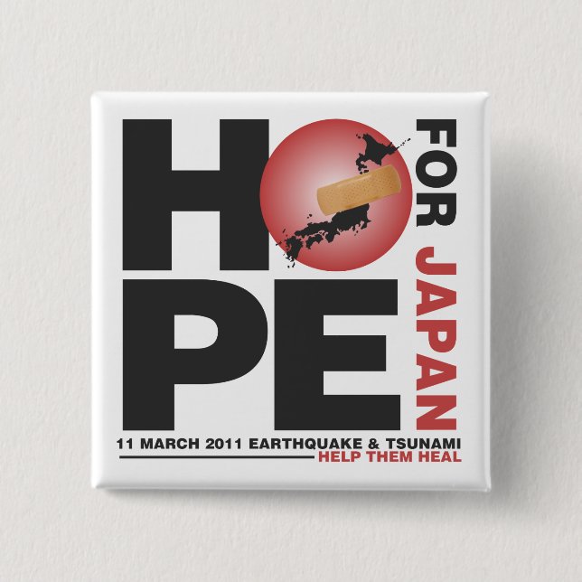 HOPP FÖR JAPAN - HJÄLP DEM FÖR ATT LÄKA KNAPP (Framsida)
