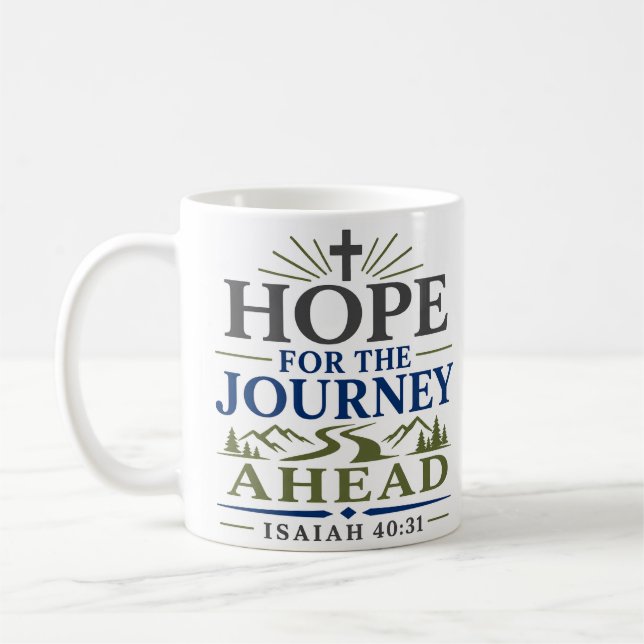 Hopp För Resan Framåt Elegant Tro Baserad Kaffemugg (Vänster)