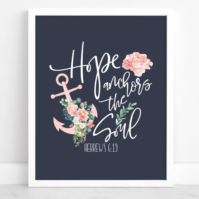 Hopp Förankrar Själens Blommiga Religiösa Poster (Skapare uppladdad)