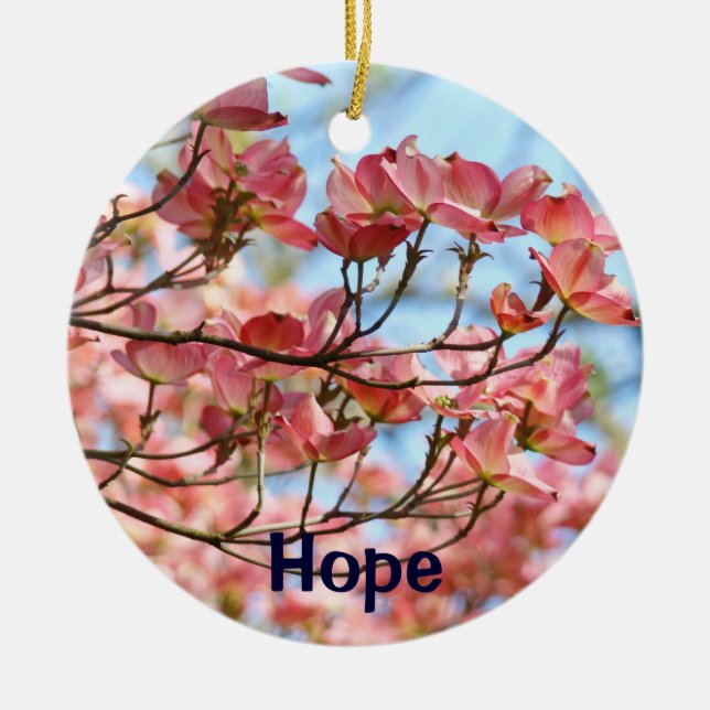 Hopp gåvor hängande ornament Rosa Dogwood-träd (Framsidan)