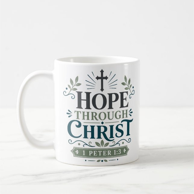 Hopp Genom Kristus Inspirerande Bibelcitat Kaffemugg (Vänster)