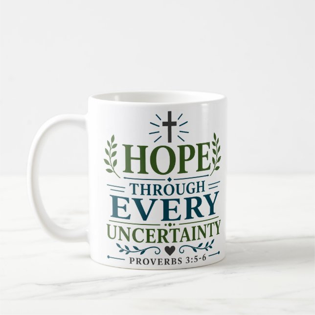 Hopp Genom Osäkerhet Religiöst Hopp Citat Kaffemugg (Vänster)