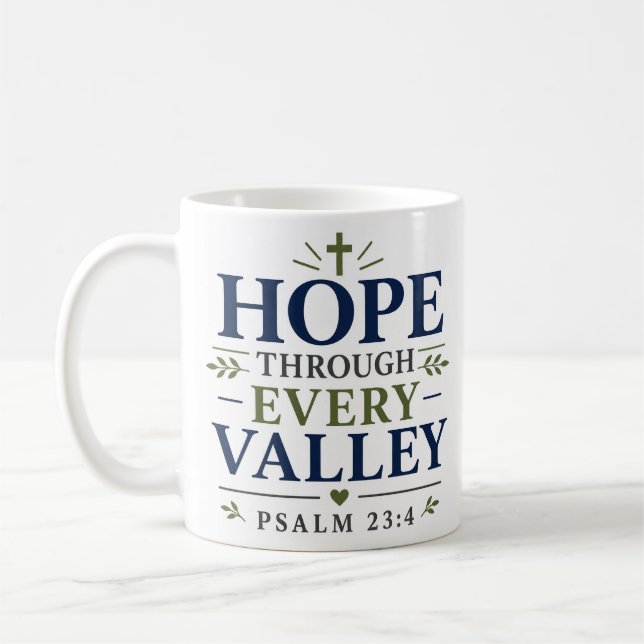 Hopp Genom Varje Dal Modern Bibelvers Konst Kaffemugg (Vänster)