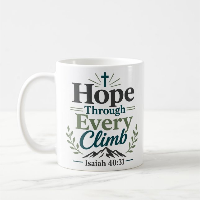 Hopp Genom Varje Klättring Bibelvers Design Kaffemugg (Vänster)