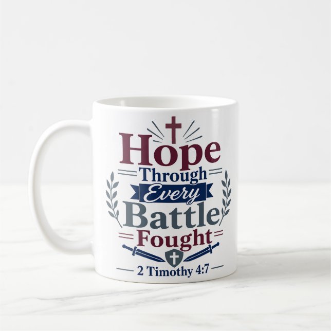 Hopp Genom Varje Strid Kampen Scripture Citat Kaffemugg (Vänster)