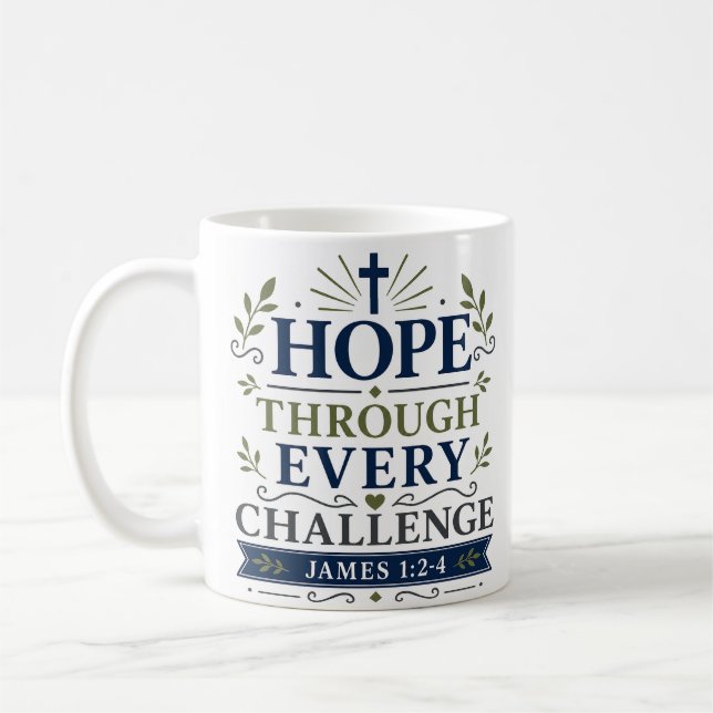 Hopp Genom Varje Utmaning Kristet Hopp Citat Kaffemugg (Vänster)