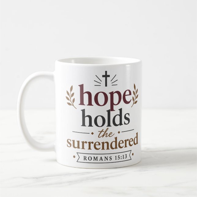 Hopp Håller Den Överlämnade Kristna Uppmuntran Kaffemugg (Vänster)
